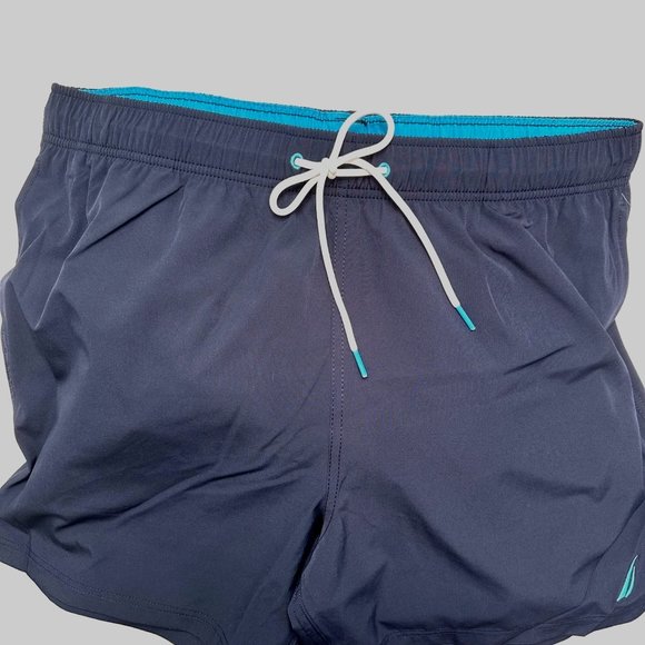 NAUTICA Solid Swim Trunks Shorts Swimwear Beach Pool Navy - Picture 3 of 3